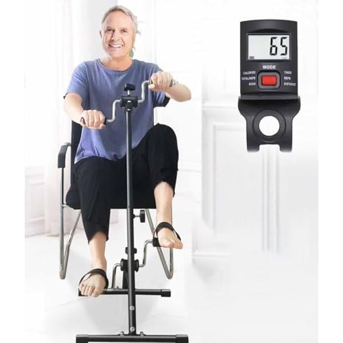 Mini Bicicleta Ergométrica com Monitor, Pedal Exercitador para Idosos - Treino Seguro para Pernas, Braços e Joelhos em Casa, Altura Ajustável, Ideal para Fitness de Idosos em Domicílio