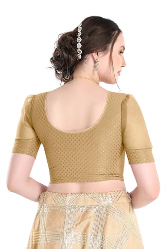 Image of FINESTFIT Stay On Trend Fashion 100% Cotton Readymade Blouses for Women,Round Neckline with Organza Balloon Sleeves.