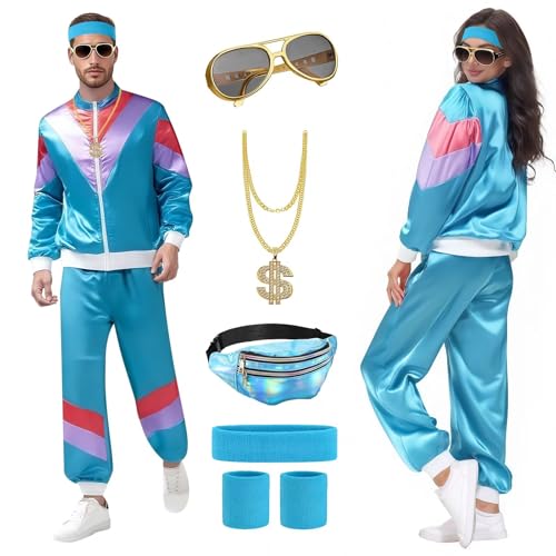 Déguisement Année 80 et 90 Homme Femme avec Survêtement Rétro et Accessoires Disco