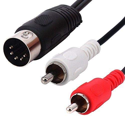 Xhwykzz Din 5 Pin to RCA Cable 5-Pin Din Male Plug to 2-RCA Male Audio Adapter Cable for Electrophonic Bang & Olufsen, Naim, Quad Stereo Systems 5 Feet
