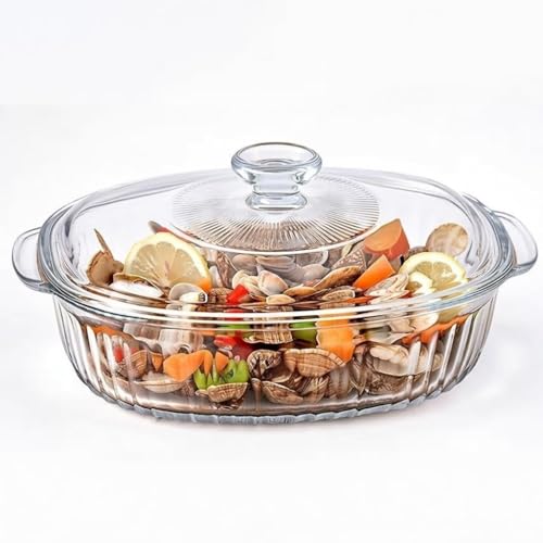bellemax 1pcs Set of 1000 ml Each Casserole with Glass lid Microwave Oven Safe Serving Bowl Tempered Glass, for Rice and Boiling Food Multipurpose (BM-05)