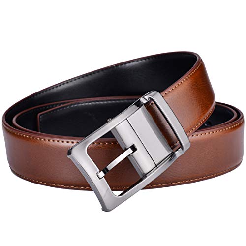 Image of Belts for Men Reversible Leather 1Piece (not 2) 1.25 inch Waist Strap Fashion Dress Buckle Beltox