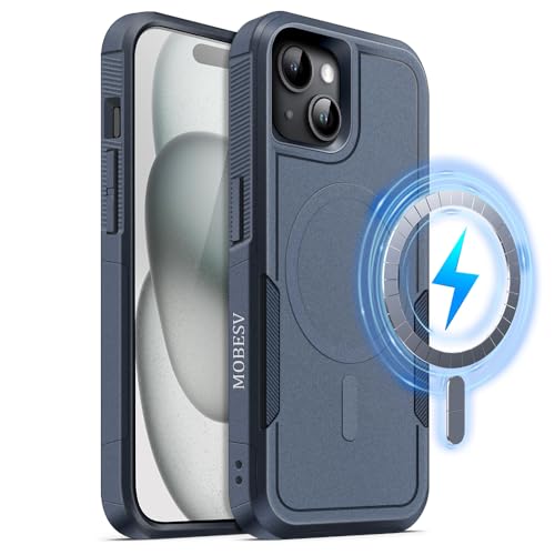 MOBESV Magnetisch Hülle für iPhone 15 6,1 Zoll, Handyhülle kompatibel mit MagSafe, Matte Stoßfeste Cover, Königsblau MOBESV Magnetisch Hülle für iPhone 15 6,1 Zoll, Handyhülle kompatibel mit MagSafe, Matte Stoßfeste Cover, Königsblau