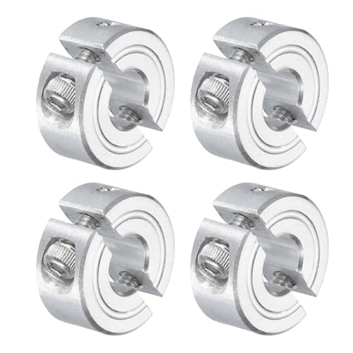 uxcell 4Pcs Double Split Clamp-On Shaft Collar 1/4" Bore, Aluminum Alloy