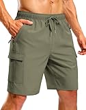 Pudolla Men's Hiking Cargo Shorts with 5 Pockets Lightweight 9' Outdoor Work Casual Shorts for Men Travel Fishing (Grey Sage XL)