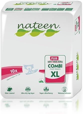 tendercareNateen - Adult Nappy - 40 Extra Large Day Plus Nappies - Disposable Underwear for Men & Women - Discreet Incontinence Nappy - 3400ml Absorbency