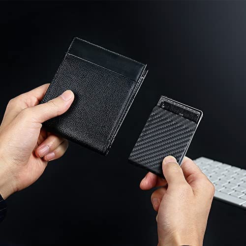 MONOCARBON Cartão de fibra de carbono e clipe de dinheiro, Preto fosco