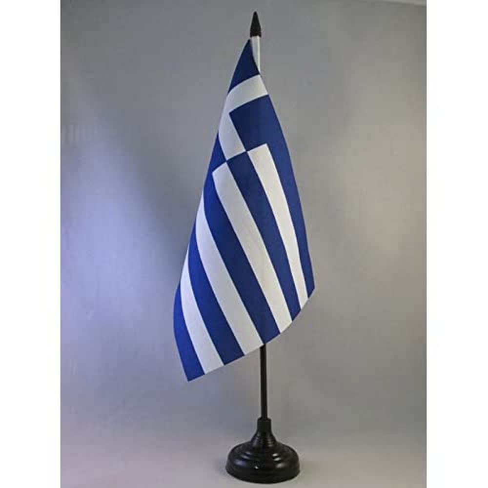 AZ FLAG - Drapeau De Table Grecs pontiques 21x14 cm - Petit Drapeau Avec Aigle De Sinope De Bureau 100% Polyester Avec Hampe De 25cm Et Socle En Plastique Noir