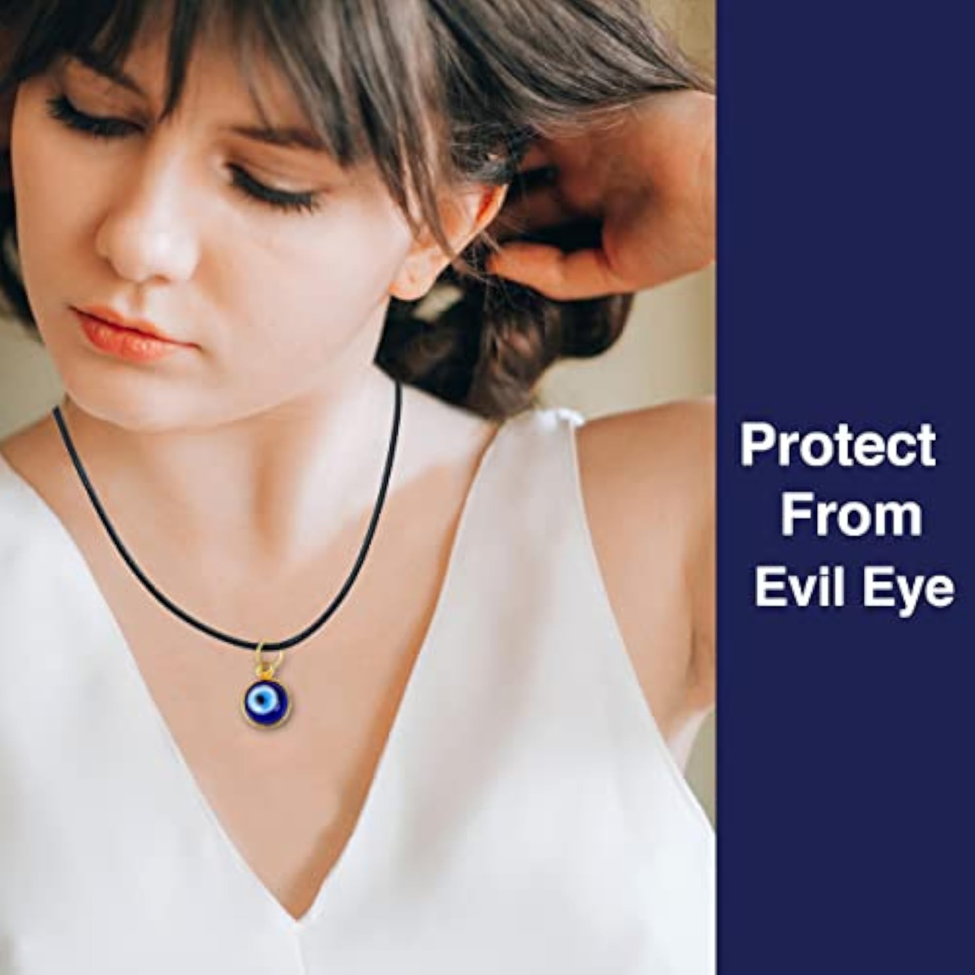 Blue Turkish Evil Eye Pendant Necklace Combo