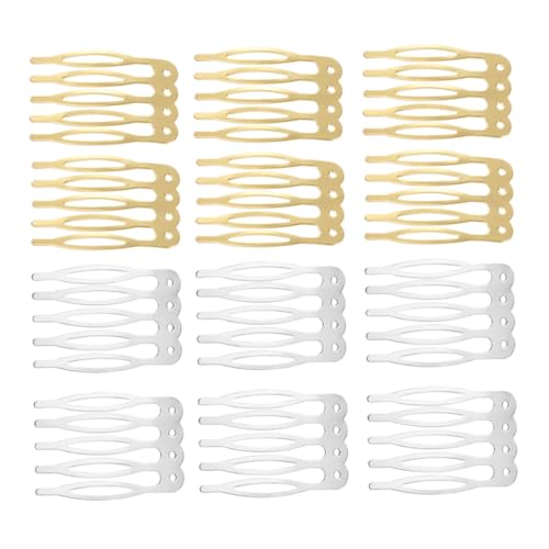 Peignes à clips pour perruques en métal or et argent par 100 pièces pour coiffure DIY