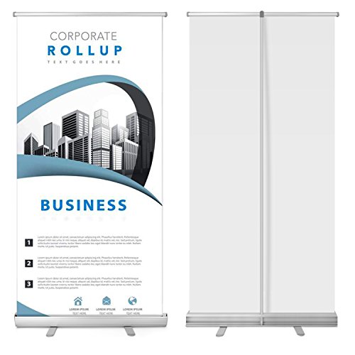 Flexzion Retractable Banner Stand 33" x 79" Roll Up Portable Stand for Trade