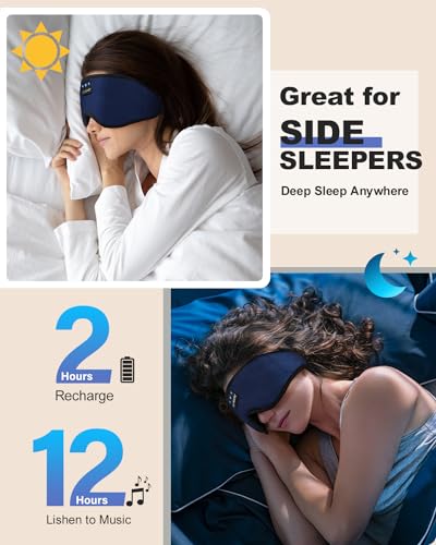 Image of LC-dolida Sleep Headphones, Sleep Mask Bluetooth Wireless Music Eye Mask, Sleeping Headphones for Side Sleepers Sleep Mask with Bluetooth Headphones Ultra-Thin Stereo Speakers Perfect for Sleeping