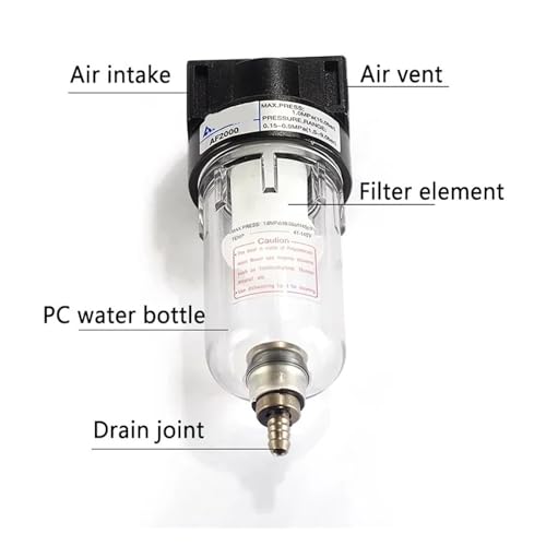 Filtro de aire AF2000 con separador de agua y aceite para compresor neumático de latón 2