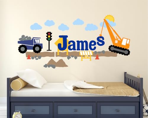 Vinilo Decorativo de Camiones de Construcción Personalizable para Niños miniatura 3