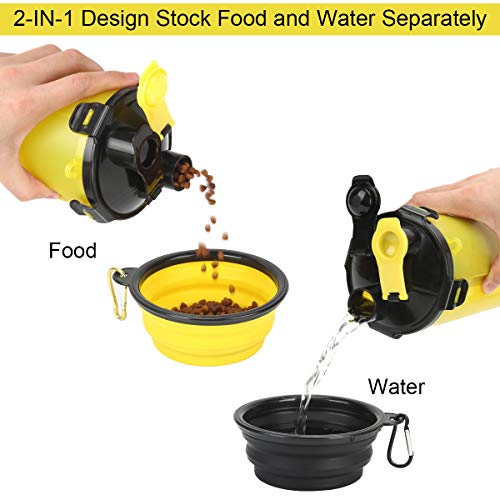 image for Okelon 2-in-1 Portable Dog Water Bottle with Collapsible Bowls for Sma
