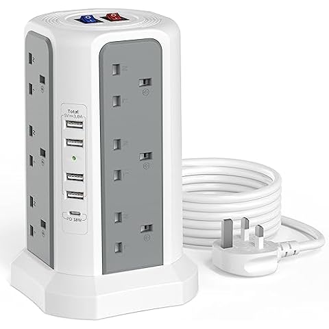 HAFINO 12 Way Surge Protected Extension Lead Cover