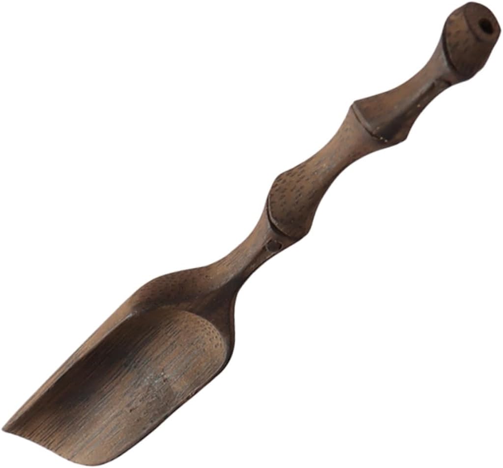 Ciieeo Handmade Tea Scoop Carved Simple Shape Teaspoon for Loose Tea Teaware Accessories for Home Tearoom Use Carbonized Design