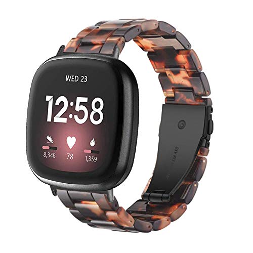 Bracelet en résine Fitbit Versa Sense finition écaille de tortue noire haut de gamme
