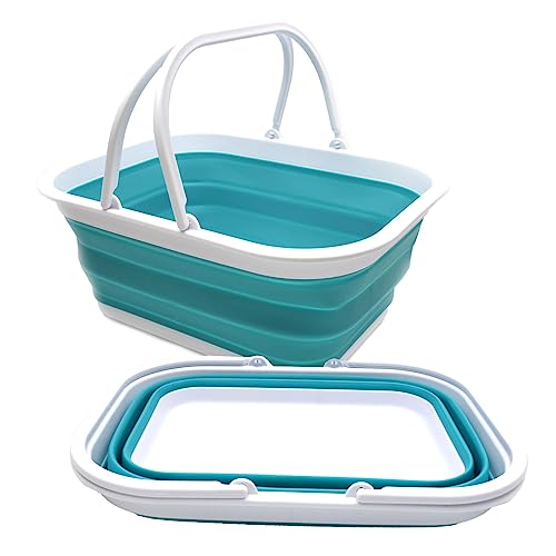 SAMMART 15.5L Collapsible Tub with Handle, Portable Outdoor Picnic Basket/Crater, Foldable Shopping Bag - Image 2