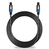 Speakon to Speakon Audio Cord - 50 ft 12 Gauge Male Speakon Connector to Male Speakon Connection, Black Heavy Duty Professional Speaker Cable Wire - Delivers Sound - Pyle Pro PPSS50