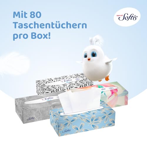 Softis Box 4-lagige Taschentücher – 10 Boxen Dermatologisch Getestete Hautverträglichkeit, Extrasanfte Taschentücher im Praktischen Spender, FSC-zertifiziert