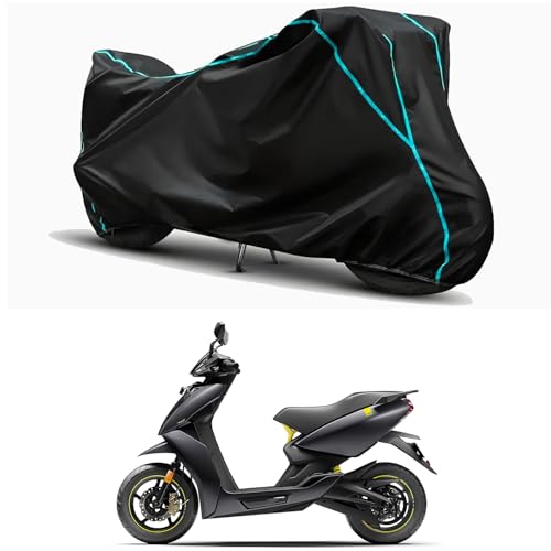 Image of Waterproof Bike Body Cover Compatible for | Ather 450X Gen 3 | Taffeta Fabric, Sky Piping Design, Bottom Elastic Fit | Dustproof, Sun UV & Rain Protection for All Weather.