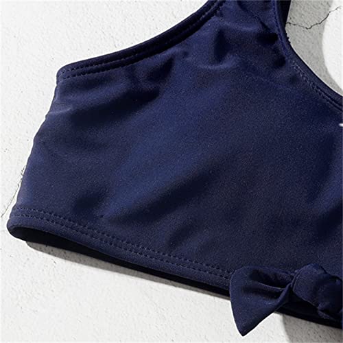 Girls Swimsuits Bikini Set Two Piece Bathing Suit Girls' Solid Swimwear Bra with Chest Pad + Plant Print Briefs4