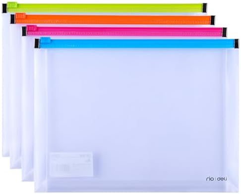 Deli PVC A5 Zip Bag with Expandable Gusset, Multicolor