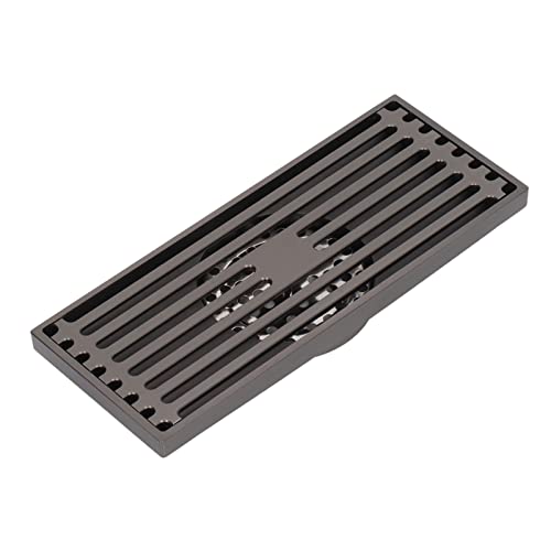 desagüe de suelo de ducha， Recogedor de pelo de drenaje rectangular de gran desplazamiento de 7,8 pulgadas con rejilla estampada, núcleo de cobre puro extraíble a prueba de olores for el piso del baño
