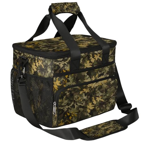 Camo Insulated Picnic Backpack Lunch Box for Women Men Picnic Basket Tote Lunch Bag Picnic Bag Portable Lunch Bags for Picnic, Beach, Work, Trip,Office, Camp Leaves