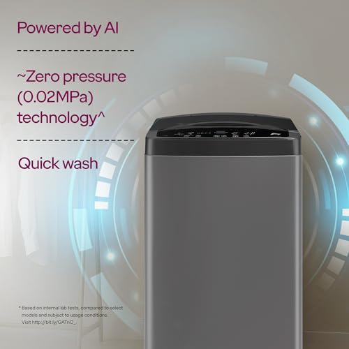 Image of Godrej 7.5 Kg 5 Star, AI Powered, Inbuilt Heater, Fills Tub At ~0 Water Pressure, Fully Automatic Top Load Washing Machine (WTEON ALP 75 5.0 FDAG GPGR, Graphite Grey)
