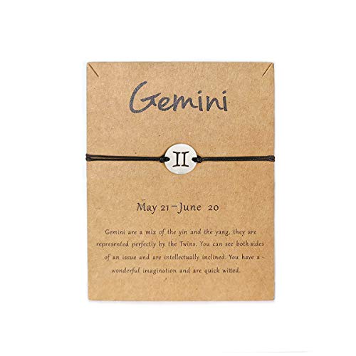 Silver Zodiac Bracelet Constellation Sign Bracelet for Women.12 Astrology Horoscope Bracelet/Anklet Friendship Couple Jewelry with Card