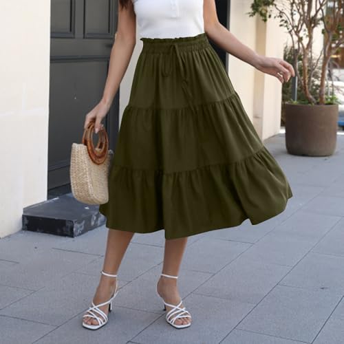 Floral Maxi Skirts for Women Trendy Summer Boho Tiered Long Flowy Skirt Drawstring High Waisted Swing A-Line Skirt3