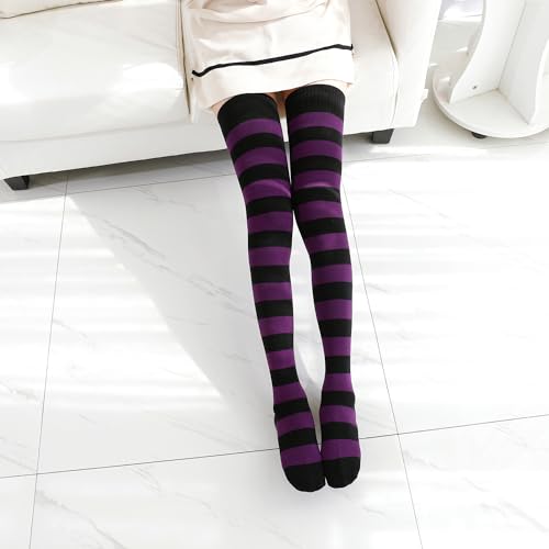 Image of Kayhoma Extra Long Cotton Stripe Thigh High Socks Over the Knee High Socks