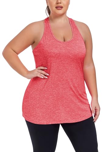 Image of ForHailey Women's Plus Size Cross Back Workout Tank Tops Athletic Shirts