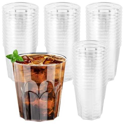 BAIFULAI 50 vasos de plástico, vasos de plástico de 220 ml, vasos apilables de plástico, vasos de fiesta, vasos de plástico duro, vasos reutilizables, vasos de plástico transparente, para casa,
