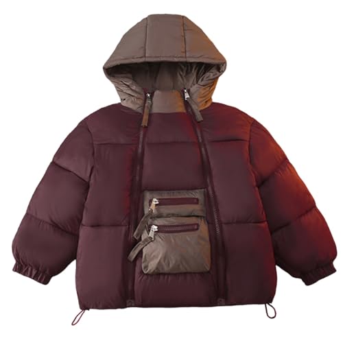 Kids Toddler Hooded Puffer Coats 2 Zip up Front Pockets Down Jackets Winter Warm Windproof Outwear for Boys Girls