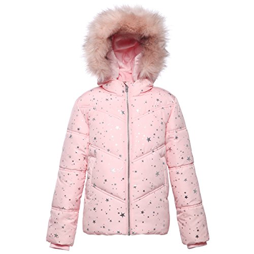 Rokka&Rolla Girls' Heavyweight Puffer Jacket Quilted Winter Coat with Hooded Faux Fur