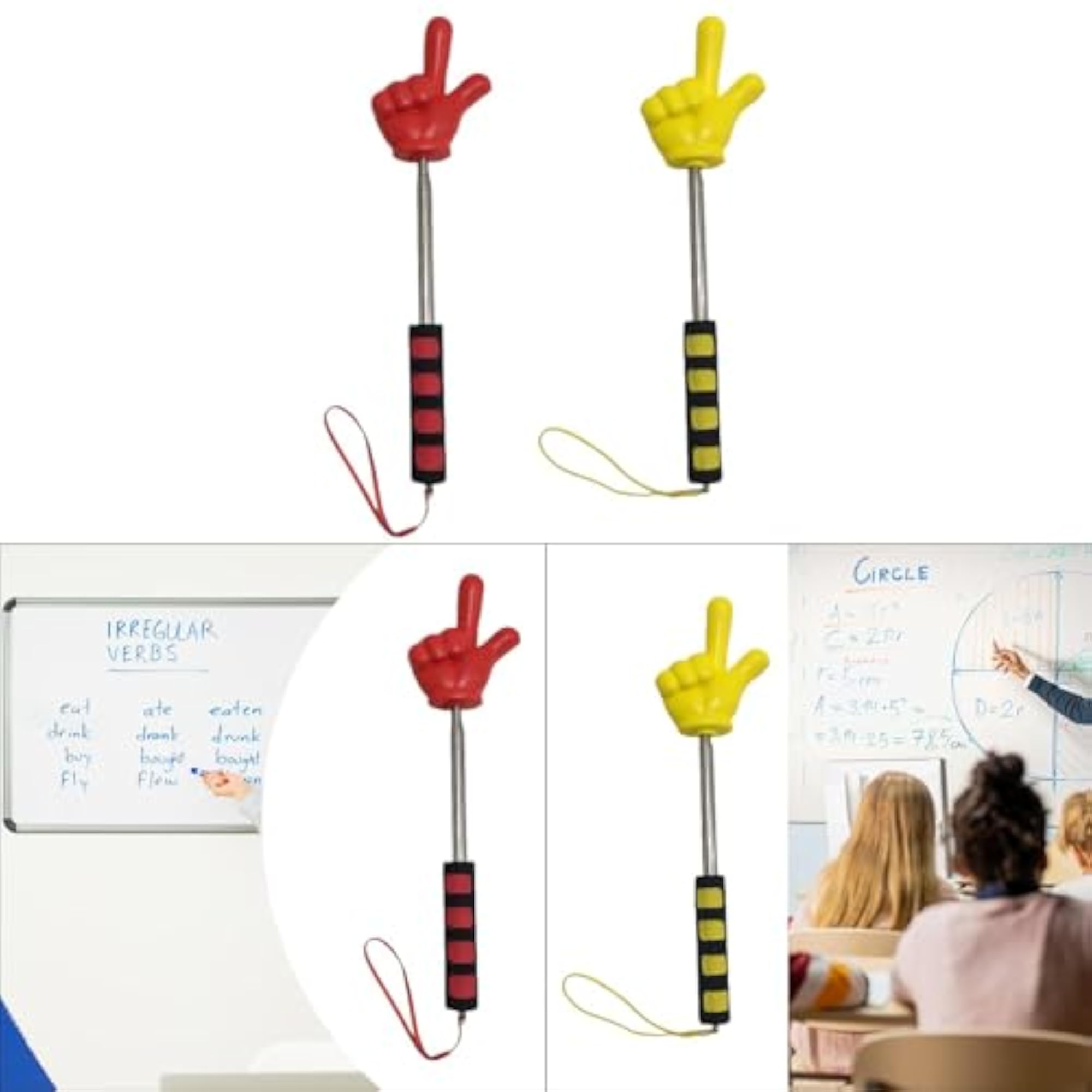 Extendable Finger Shape Pointer Stick Multipurpose Sturdy Whiteboard Pointer Red