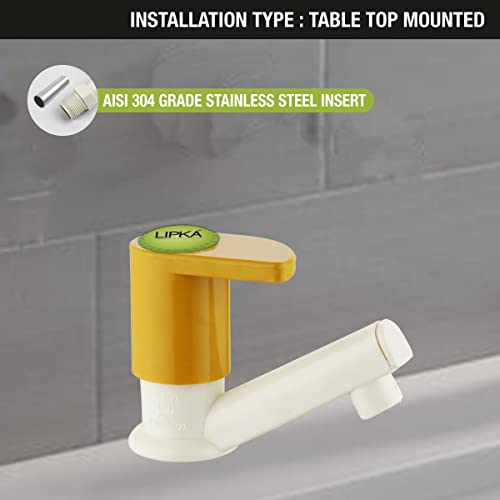 Image of LIPKA Pack of 2 Pecker Pillar Tap Faucet | PTMT Water Tap | Ivory /Yellow Color |