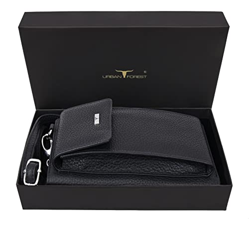 Image of URBAN FOREST Ruby Black Leather Sling Wallet for Women