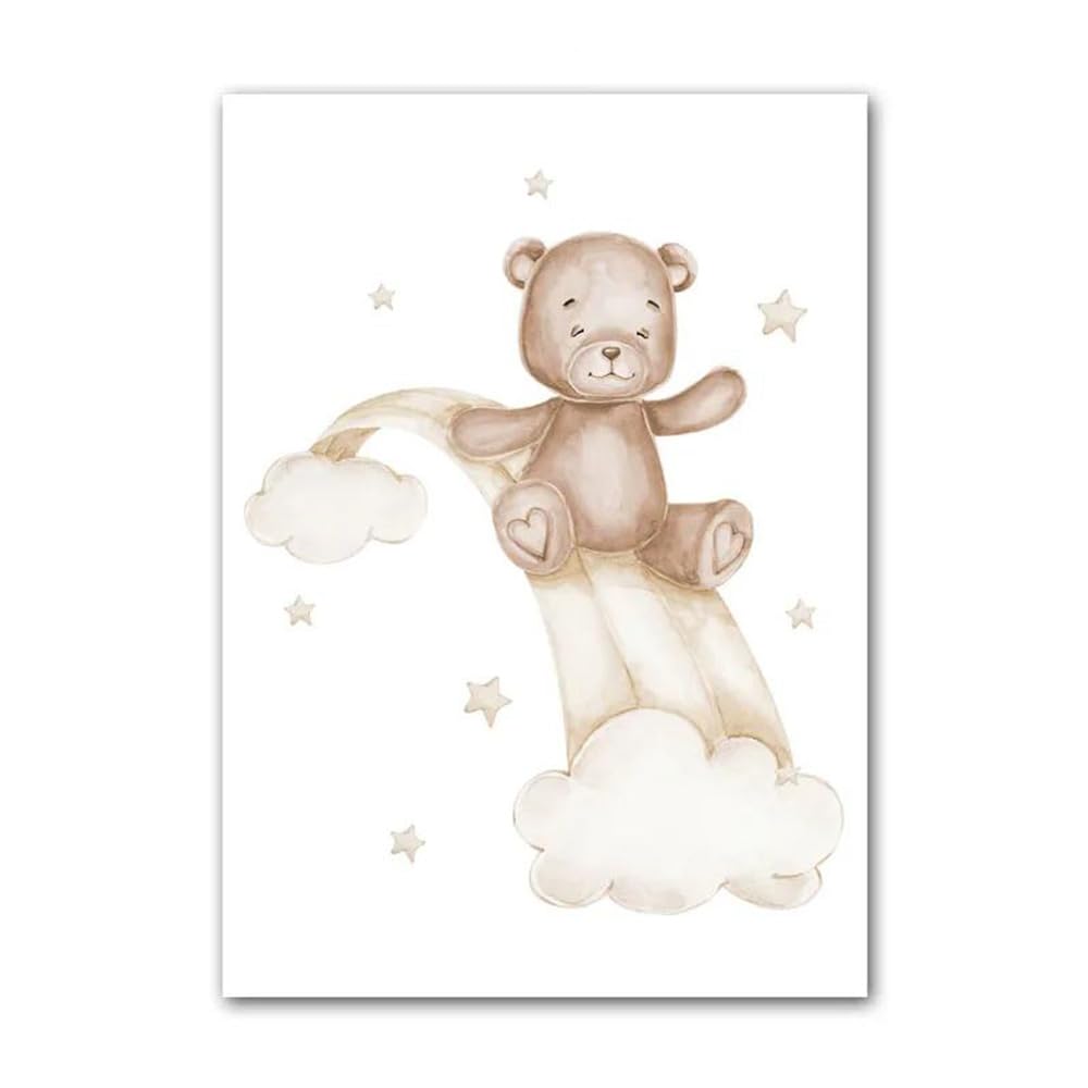BeiYiHo 3 Affiche Chambre Bébé Beige Deco Ourson Chambre Bebe Tableau Decoration Murale Chambre Garcon 30x40 Poster Ours Chambre Enfant Garcon Cadeau SANS CADRE