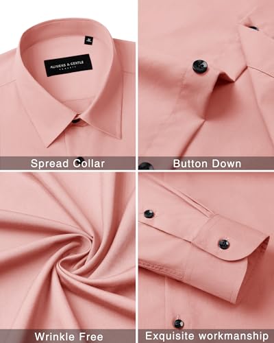 Image of Alimens & Gentle Men's Dress Shirts Long Sleeve Wrinkle Free Stretch Business Casual Wedding Button Down Shirt