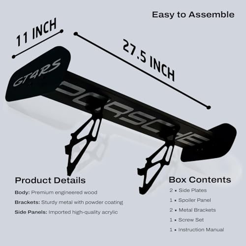 Image of GT4 RS Spoiler Shelf - 27 Inches Long Wall Mounted Car Spoiler Shelf for Home, Office, Garage | Race Car Inspired Display Shelf | Automotive Decor, Motorsports Furniture (GT4 RS - Small)
