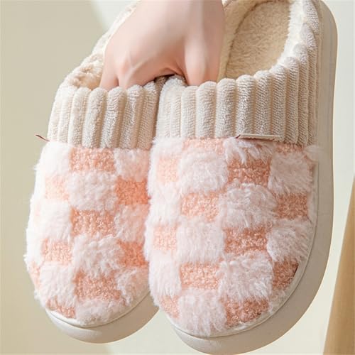 Cute Slippers Checkered Slippers Kawaii Home Slippers Fluffy Slippers Fuzzy Slippers Unisex3