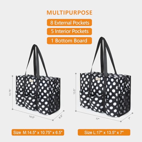 Image of TOPDesign Utility Water Resistant Tote Bag with 13 Pockets, Top Zipper Closure & Thick Bottom Support, for Working Women