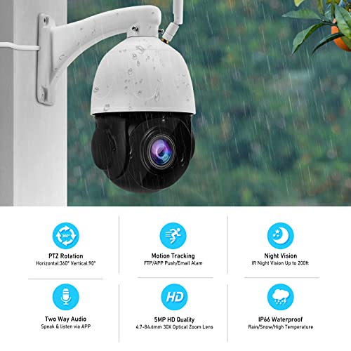 Yoluke Ptz Camera Outdoor,5Mp 20X Optical Zoom Wifi Ip Camera With 360° Rotate And 1000Ft View Distance/Human Detection & Auto Tracking/Two Way Audio/Ip66 Waterproof/Night Vision #TOP1