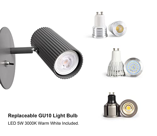 Foco LED GU10 de pared ajustable color gris con interruptor de aluminio 5