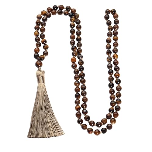 Collier de méditation mala 108 perles de prière avec pierres précieuses et amulette