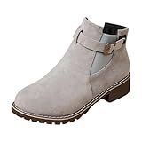 Wabkderpu Ankle Boots for Women Side Strap V Cut Platform Short Booties Suede Round Toe Low Chunky Heel Boots Comfortable Slip-On Walking Boot Non Slip Low-Top Loafer Silver